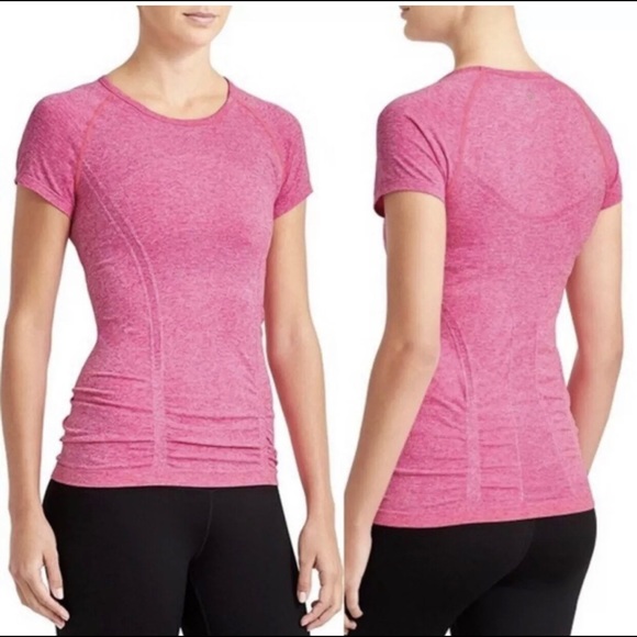 Athleta Fastest Track Short Sleeve Ruched Top Pink - Picture 6 of 8